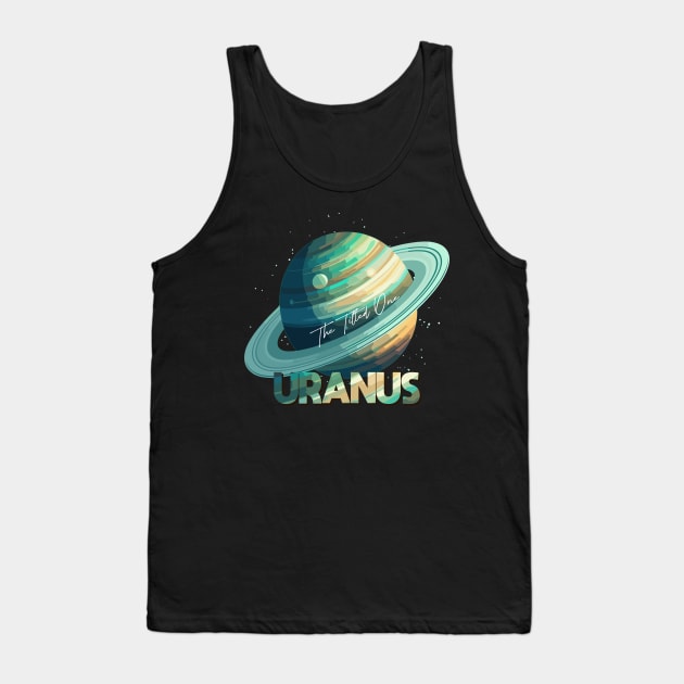 Uranus Planet Logo, Astronomy Space Exploration Art Tank Top by Moonfarer